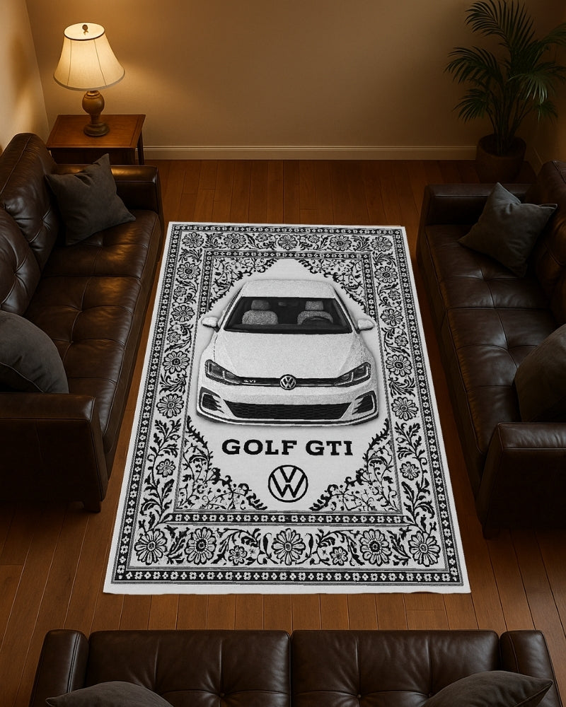 White Golf Gti Motif Halı