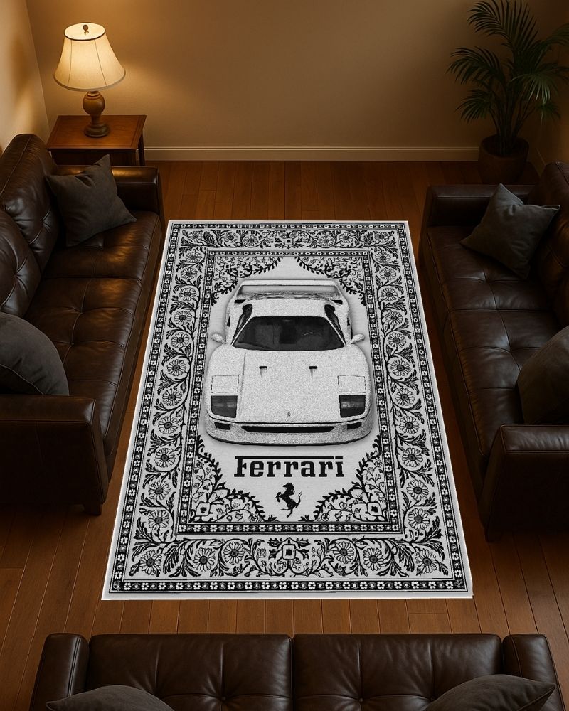 White F40 Motif Halı