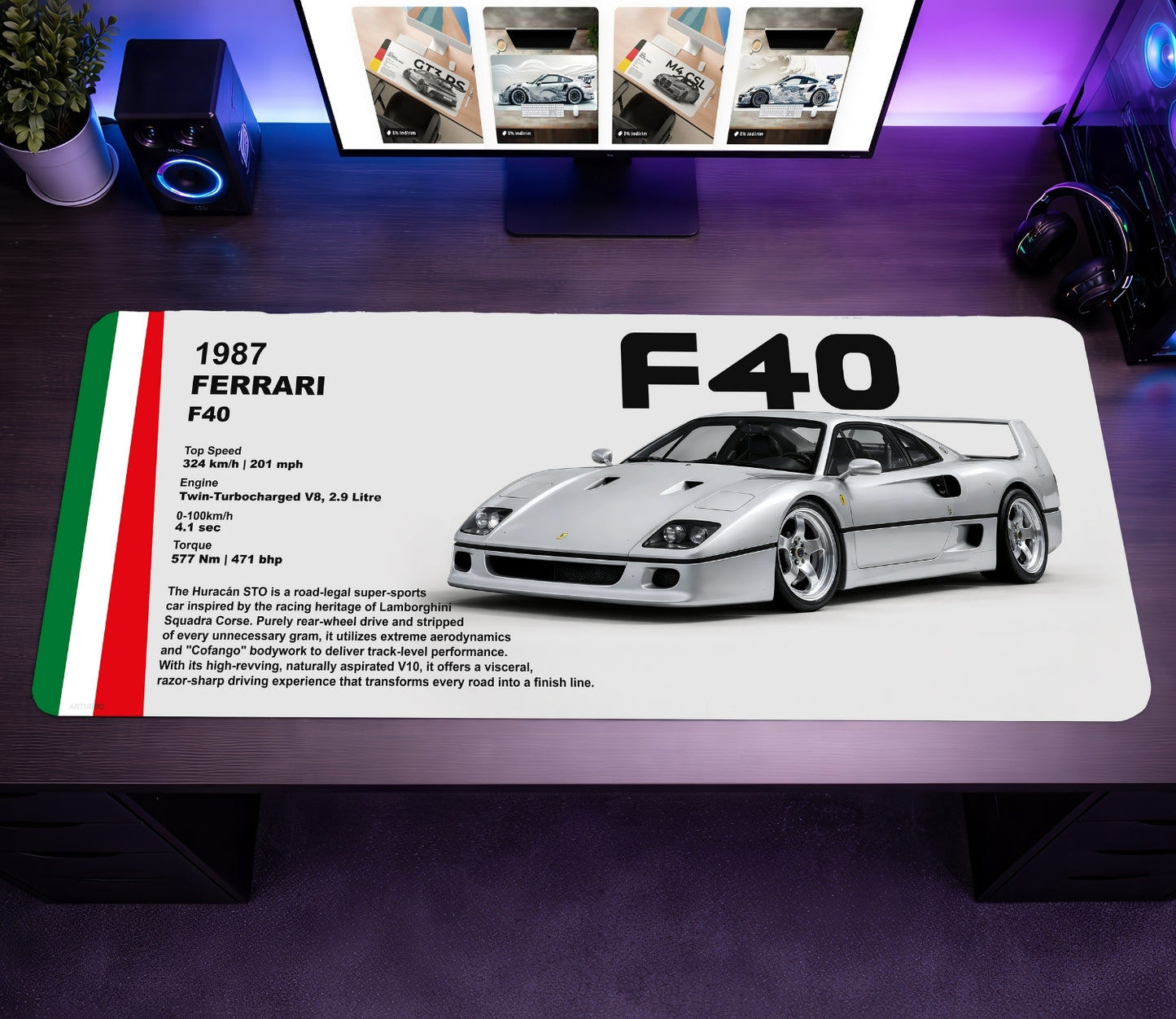 1987 F40 Premium Mousepad