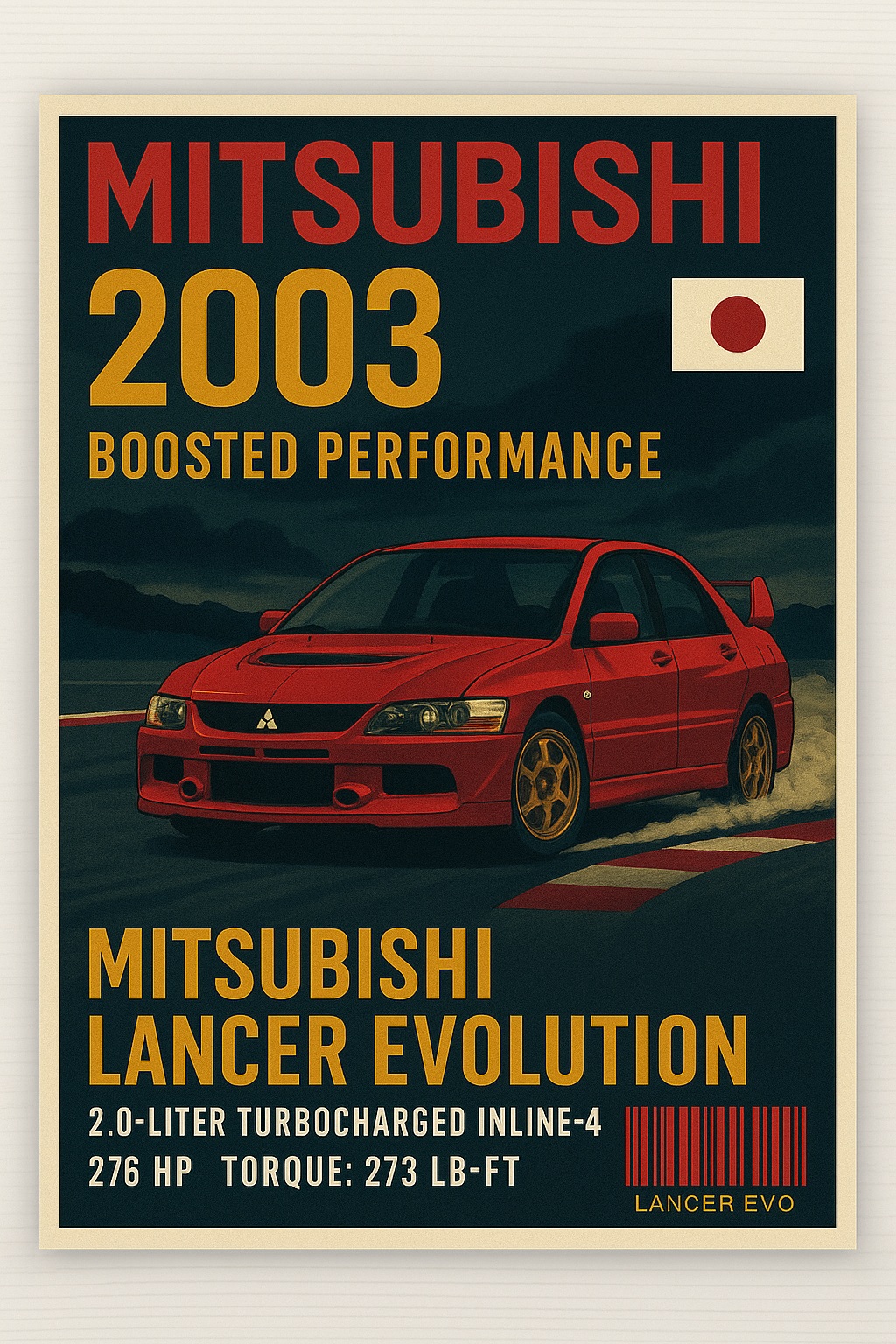 Lancer evo Baskılı Halı