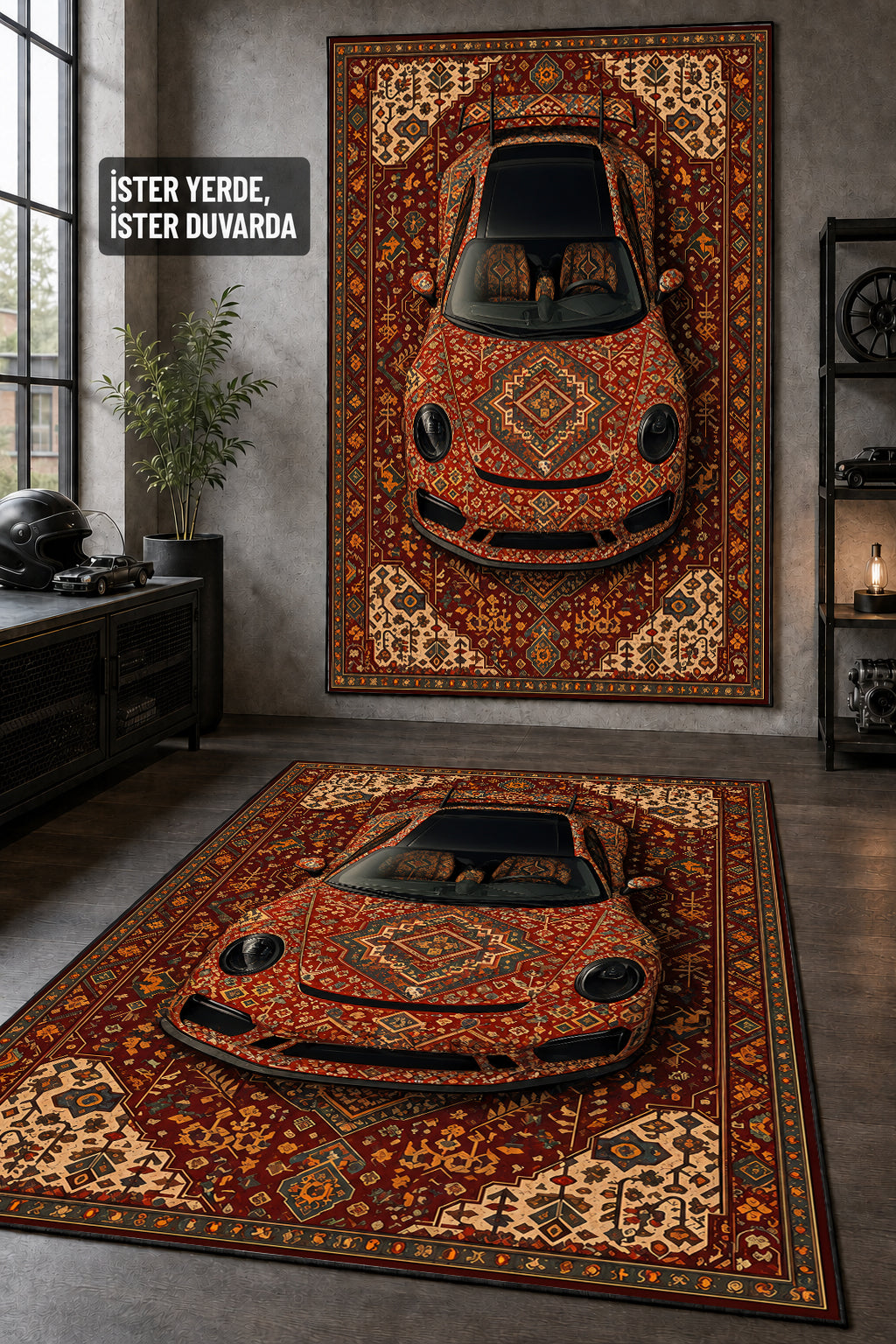 Porsche 911 GT3 RS Motif Dijital Baskı Halı MTF1022
