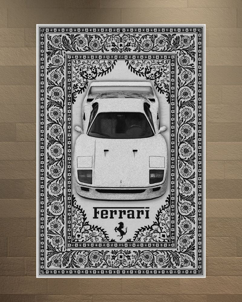 White F40 Motif Halı