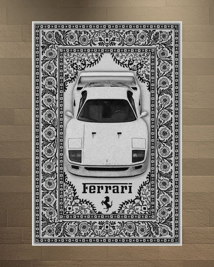 White F40 Motif Halı