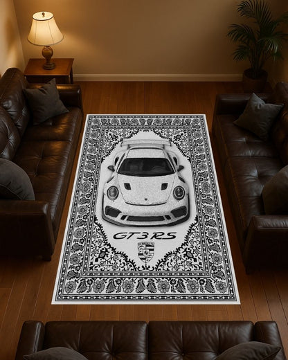White GT3 RS 3D Motif Halı