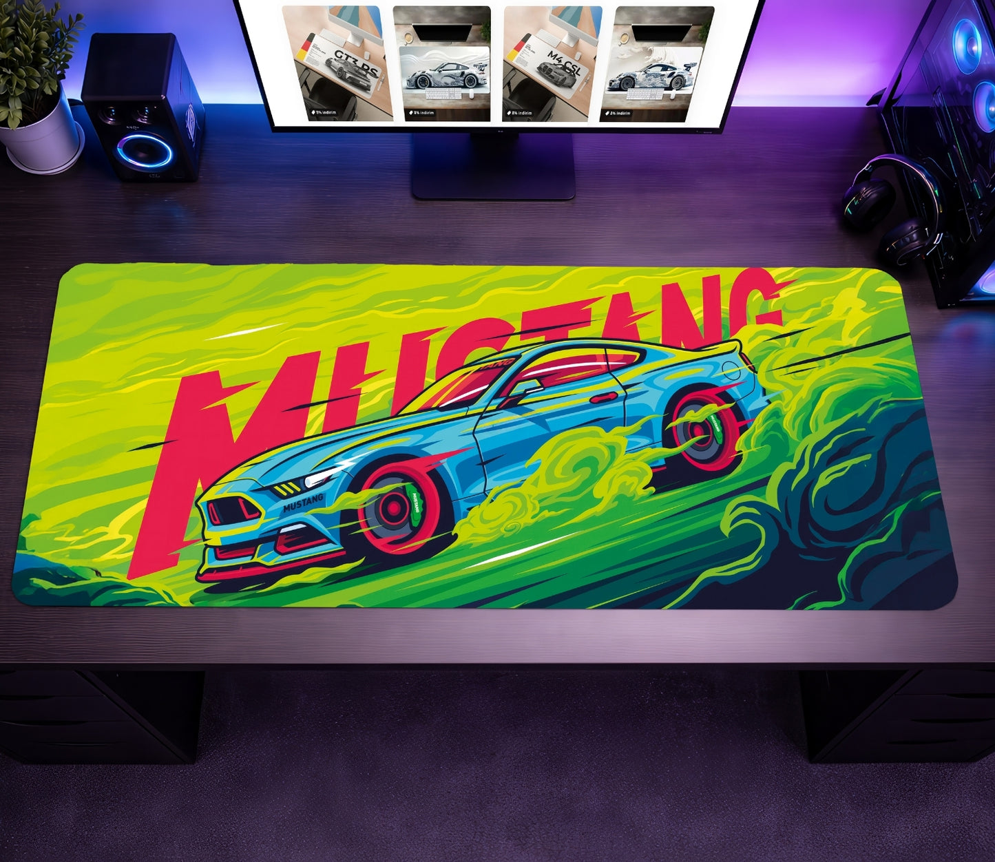 Mustang Neon Burnout Mousepad