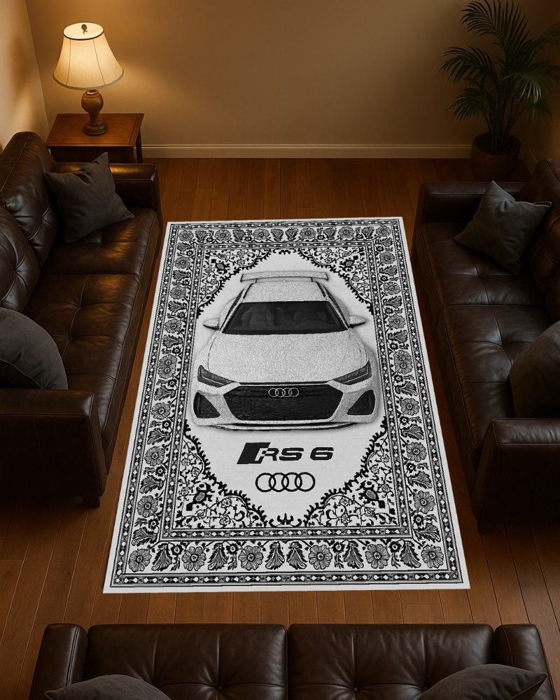 White RS6 Super Motif Halı