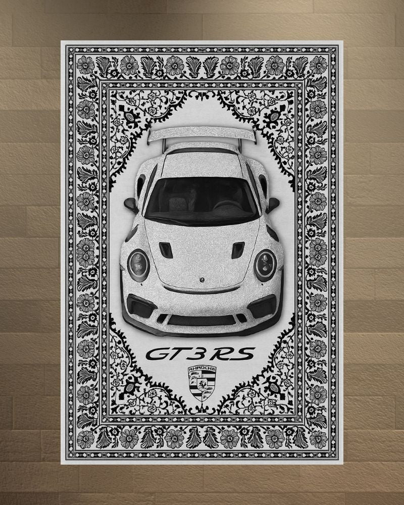 White GT3 RS 3D Motif Halı