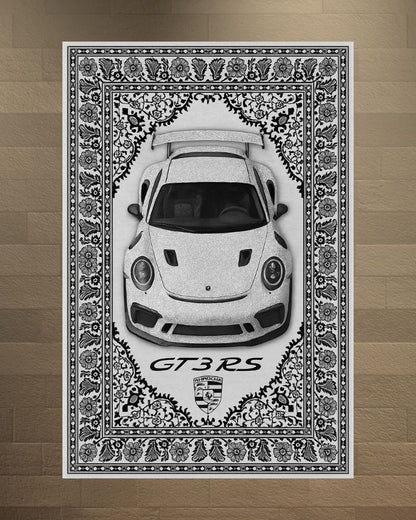 White GT3 RS 3D Motif Halı