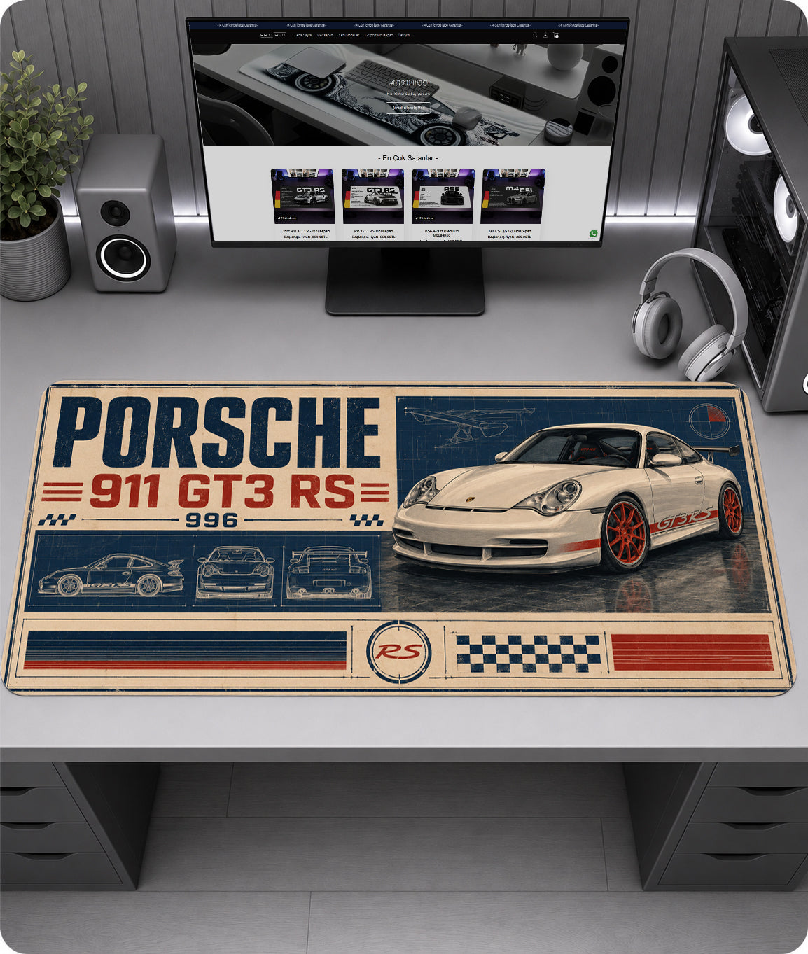Porsche 911 GT3 RS 996 Premium Mousepad RTC1001