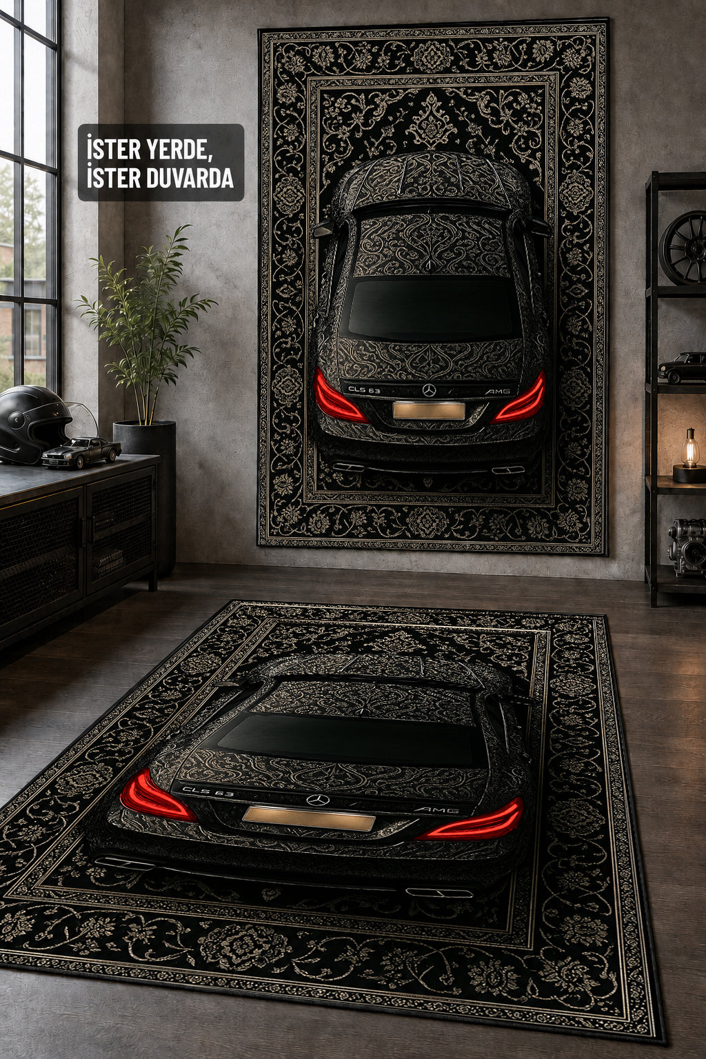 Mercedes CLS 63 AMG Motif Dijital Baskı Halı MTF1014