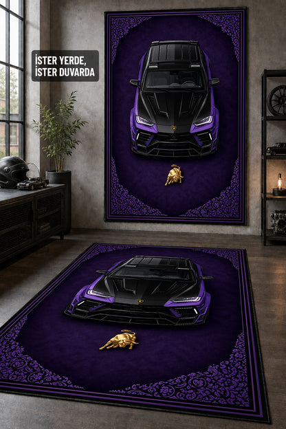 Lamborghini Urus Motif Dijital Baskı Halı MTF1012
