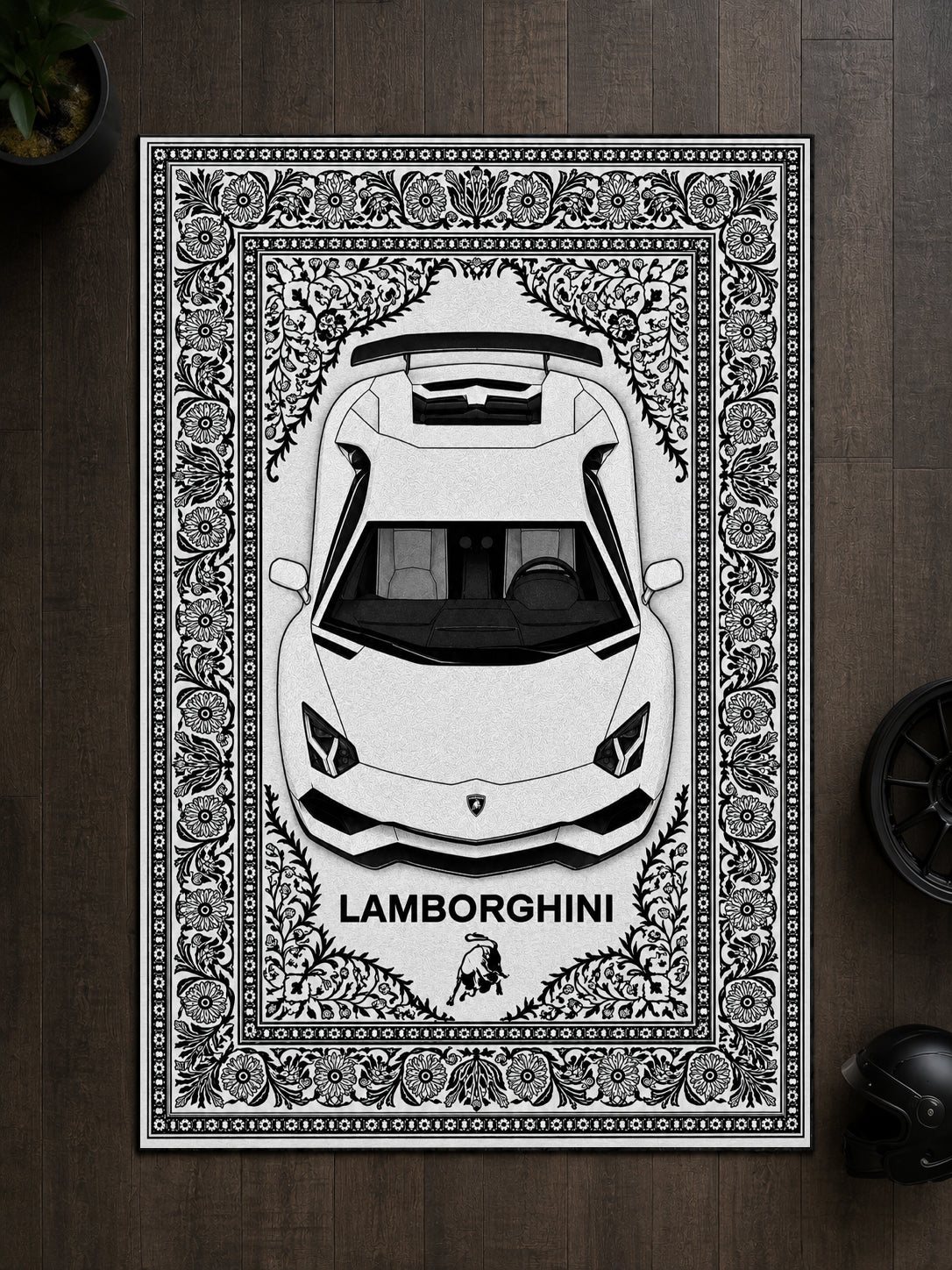 Lamborghini Aventador Motif Dijital Baskı Halı MTF1007