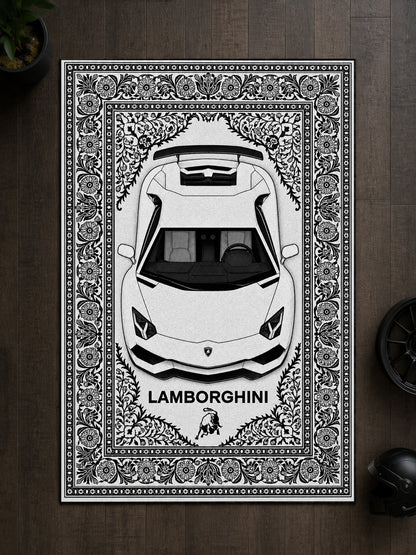 Lamborghini Aventador Motif Dijital Baskı Halı MTF1007