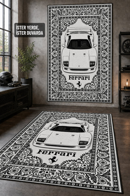 Ferrari F40 Motif Dijital Baskı Halı MTF1002