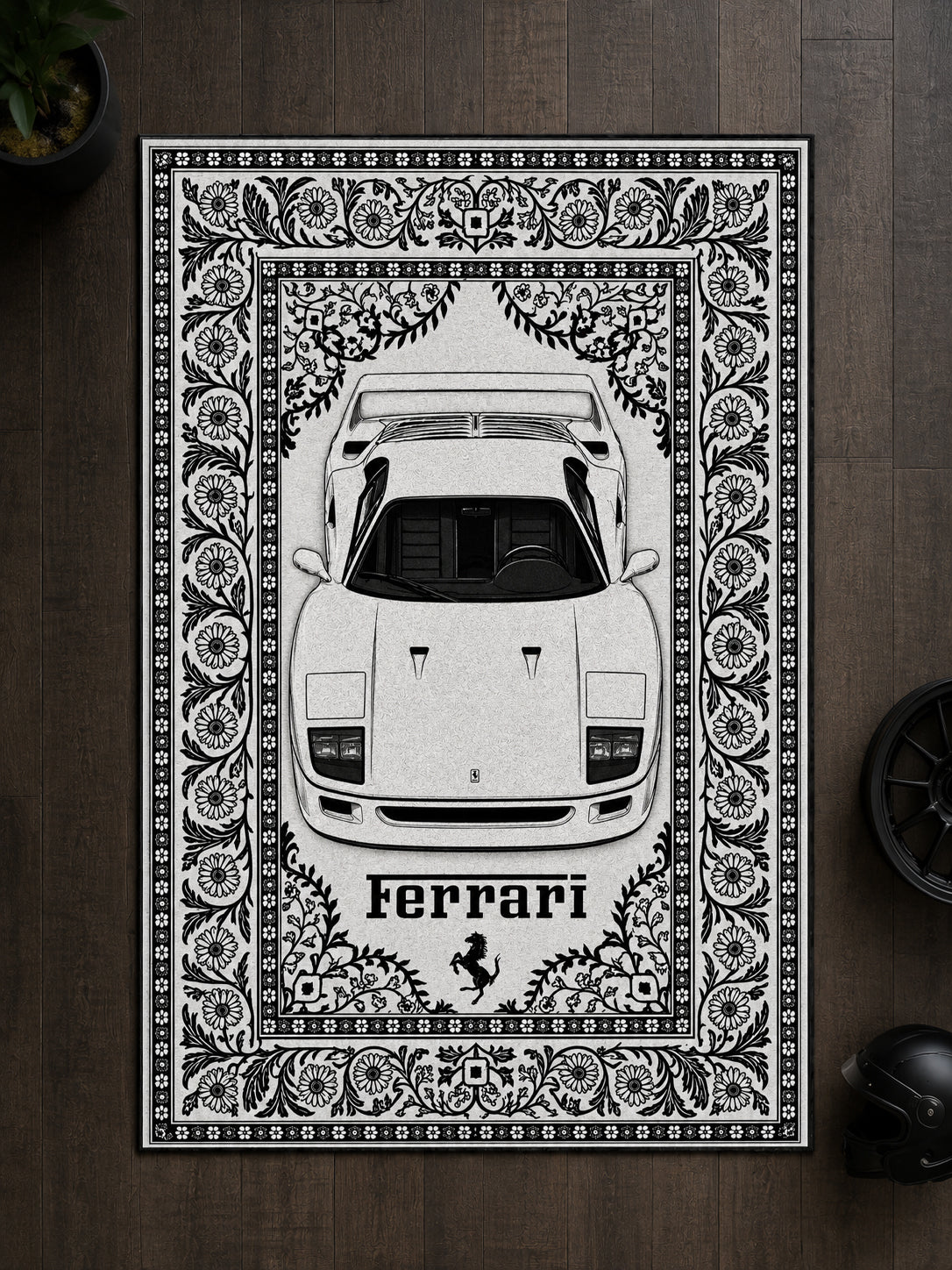 Ferrari F40 Motif Dijital Baskı Halı MTF1002