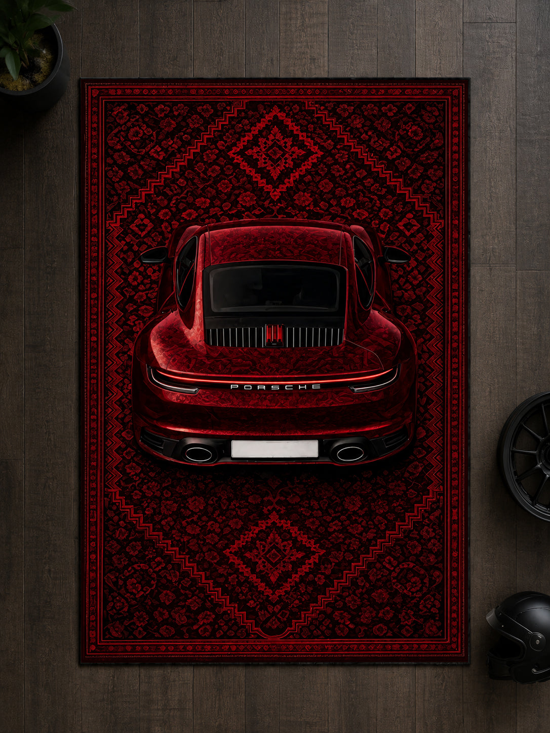 Porsche 911 Turbo S Motif Dijital Baskı Halı MTF1017
