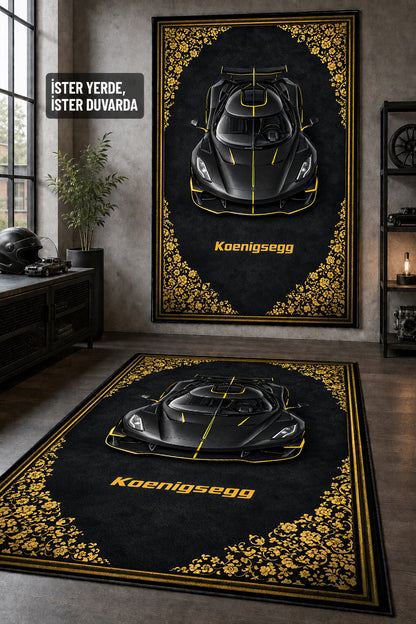 Koenigsegg Jesko Motif Dijital Baskı Halı MTF1011