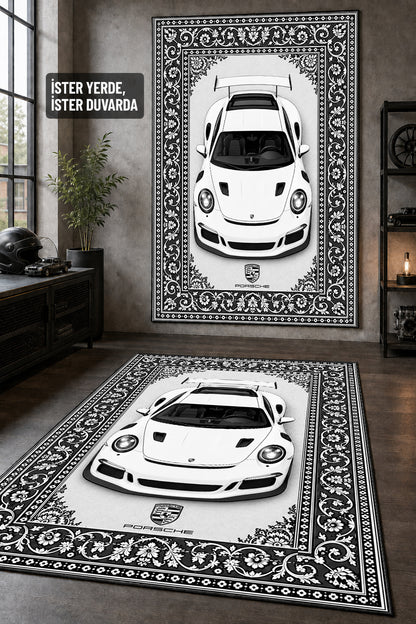 Porsche 911 GT3 RS Motif Dijital Baskı Halı MTF1010