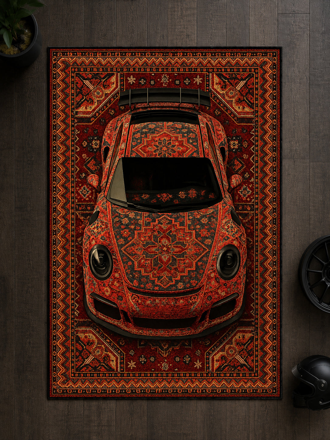 Porsche 911 GT3 RS Motif Dijital Baskı Halı MTF1021