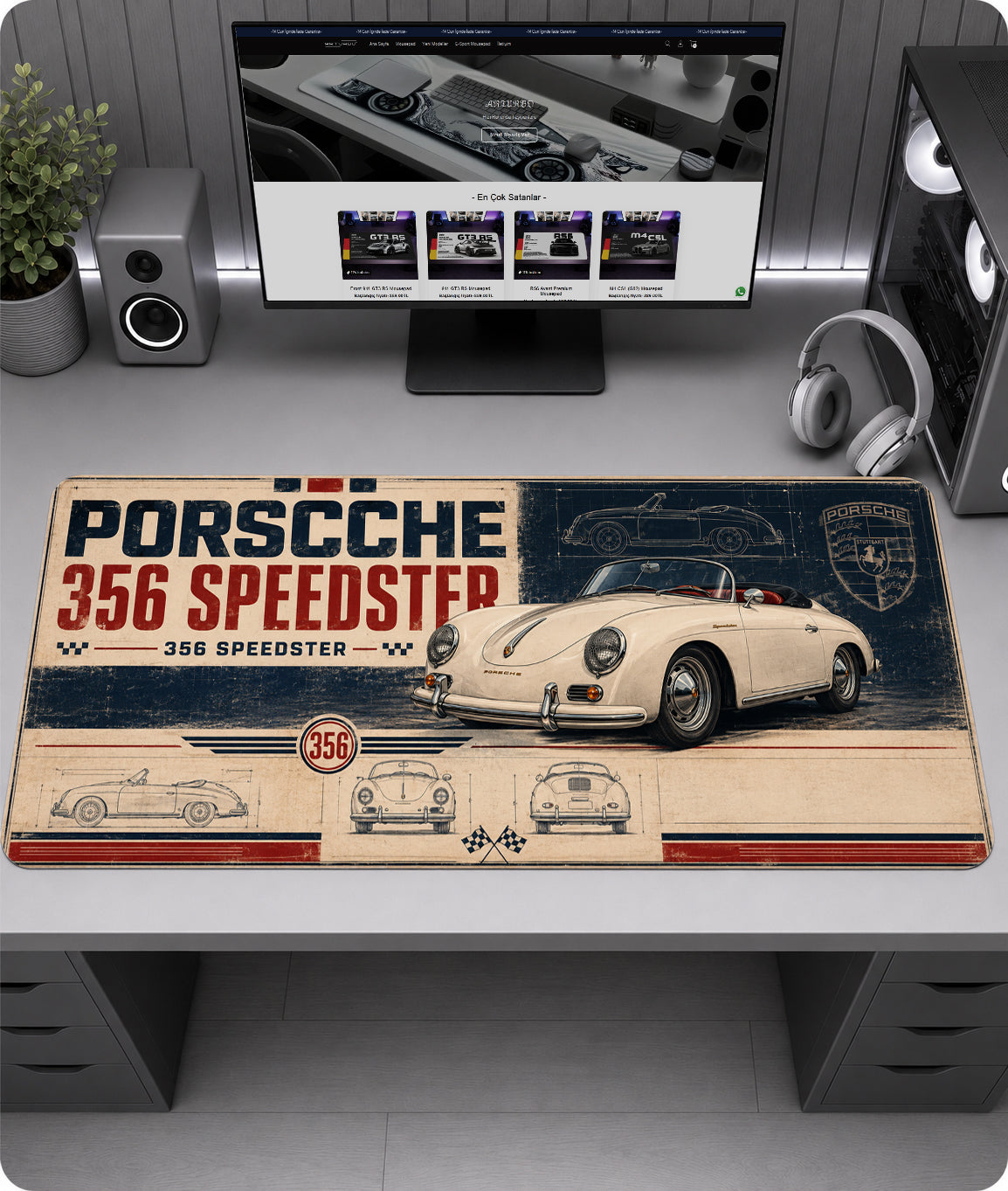 Porsche 356 Speedster Premium Mousepad RTC1018