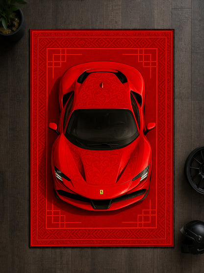 Ferrari SF90 Stradale Motif Dijital Baskı Halı MTF1027