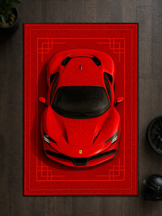 Ferrari SF90 Stradale Motif Dijital Baskı Halı MTF1027