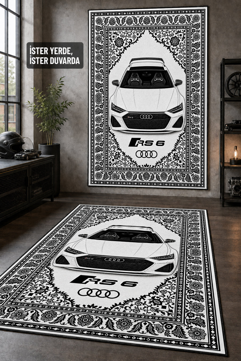 Audi RS6 Motif Dijital Baskı Halı MTF1004