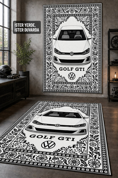 Volkswagen Golf GTI Motif Dijital Baskı Halı MTF1008